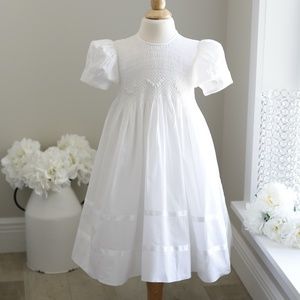 Strasburg Dress Hand Smocked White Size 3 Special Occasion Flower Girl